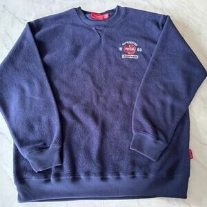 Vintage Coca Cola Crewneck Sweatshirt Embroidery Logo Navy Fleece Women’s Large